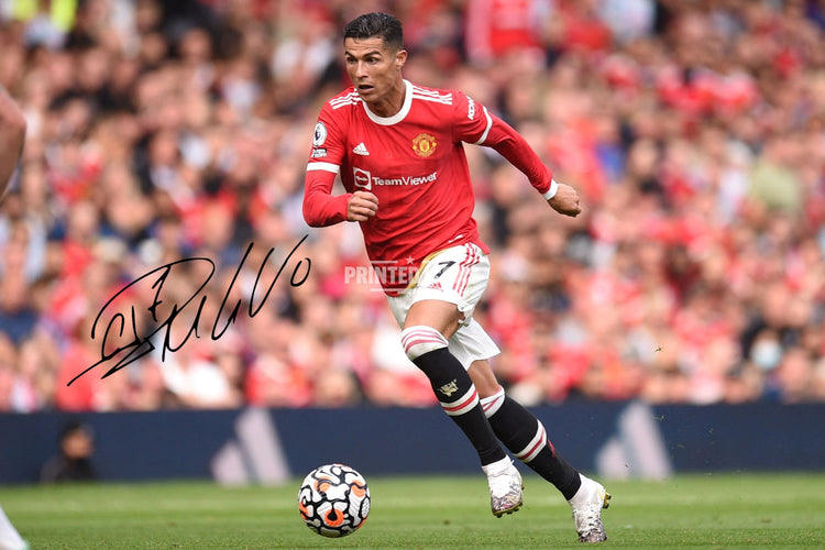 Cristiano Ronaldo Manchester United signed print with reproduced CR7 autograph