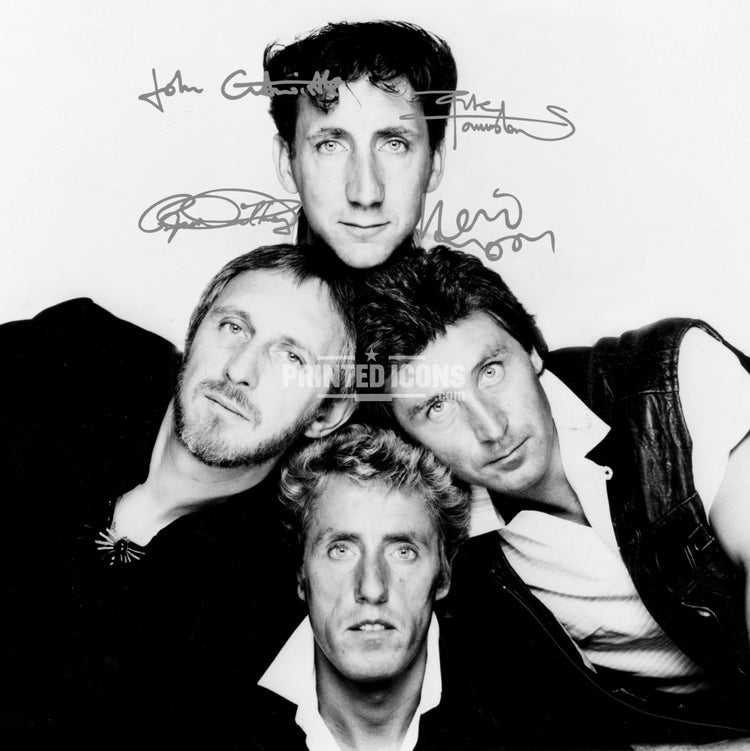 The Who band autograph print featuring Roger Daltrey Pete Townshend Keith Moon and John Entwistle