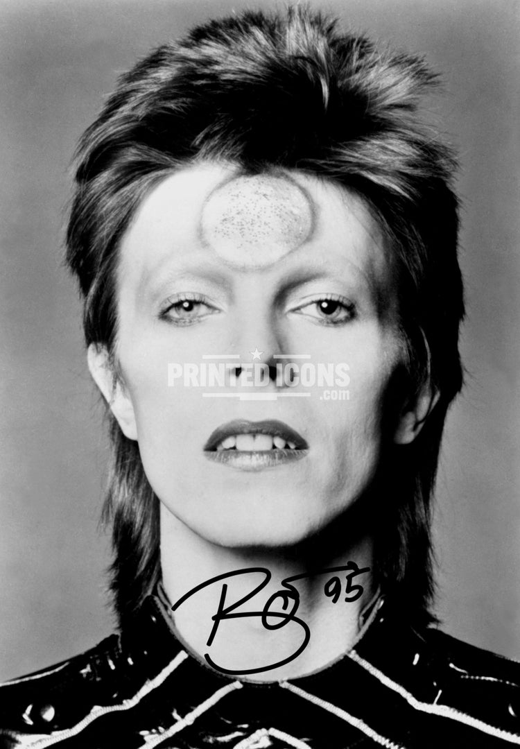 David Bowie autograph portrait print signed-style music memorabilia