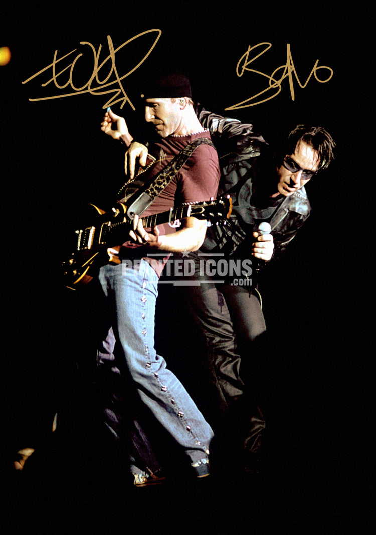 U2 Bono and The Edge autograph print signed-style rock music memorabilia