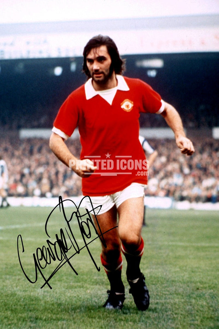 George Best Manchester United signed print with reproduced autograph