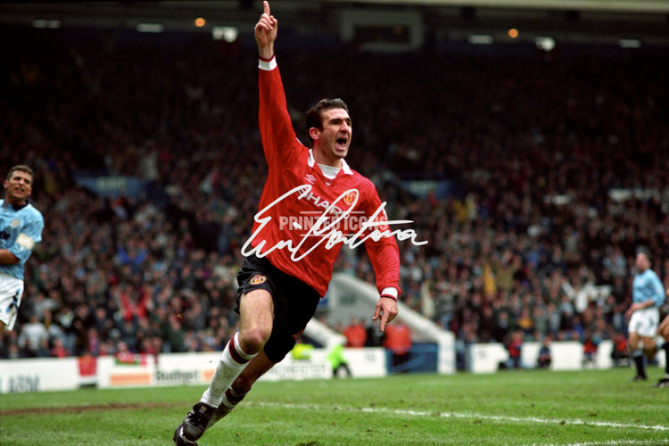 Eric Cantona signed memorabilia and Manchester United autograph photo print