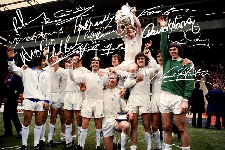 Leeds United 1972 FA Cup Final signed team memorabilia and autograph print