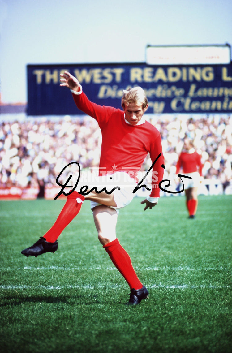Denis Law signed Manchester United memorabilia and football photo print