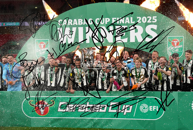 Newcastle United 2025 Carabao Cup winners signed autograph print