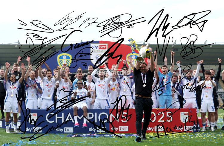 Leeds United signed memorabilia autograph prints featuring club legends