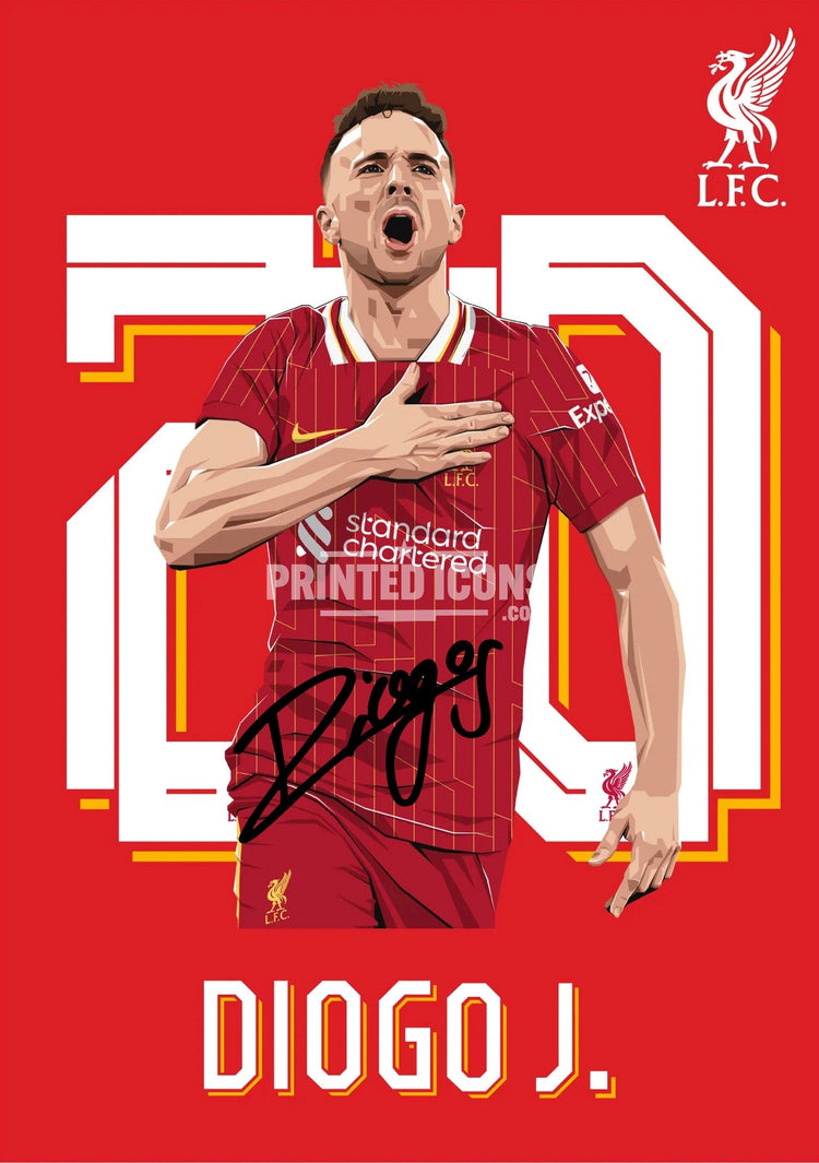 Diogo Jota Liverpool signed-style autograph football print