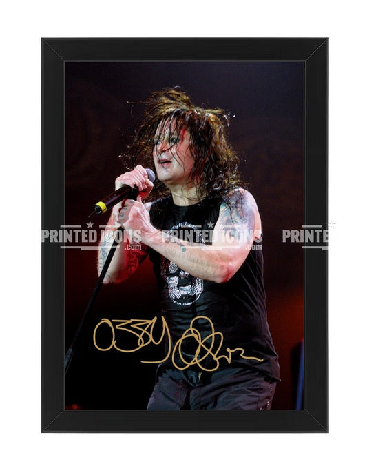 Ozzy Osbourne live Black Sabbath print with reproduced autograph