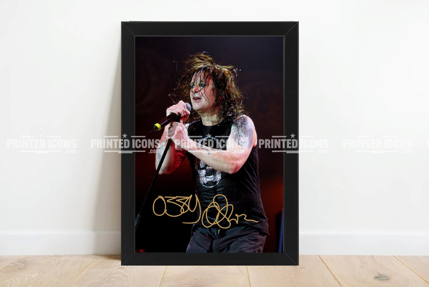 Framed Ozzy Osbourne performing live autograph print