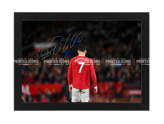 Cristiano Ronaldo Manchester United No 7 framed autograph print. CR7