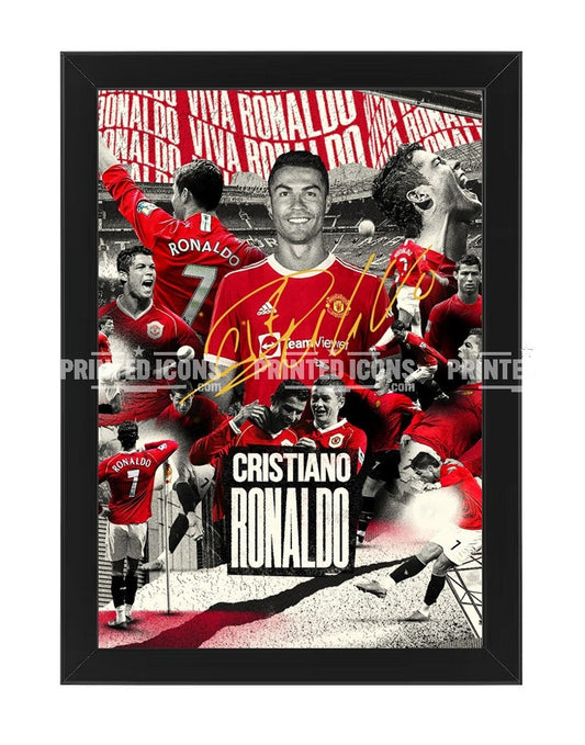 Cristiano Ronaldo Manchester United collage print with reproduced autograph