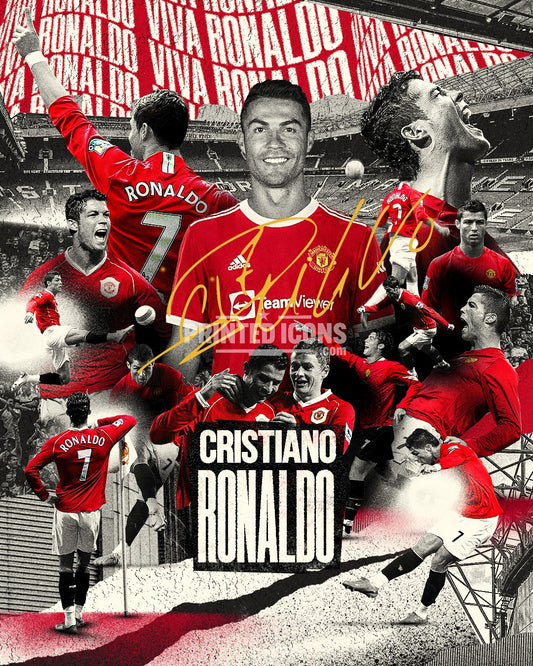 Cristiano Ronaldo Man Utd football memorabilia autograph print