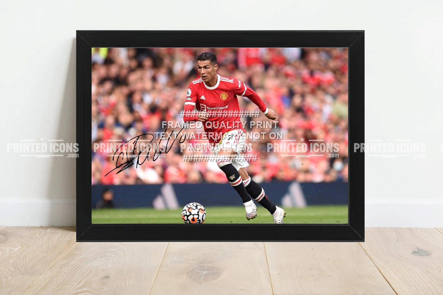 Framed Cristiano Ronaldo Manchester United CR7 autograph print