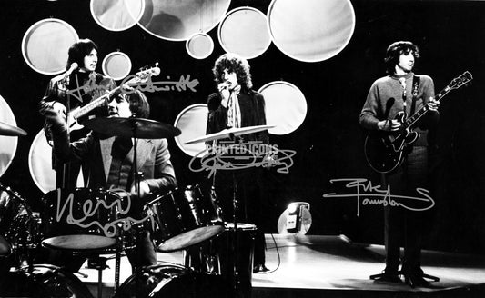 Signed (printed photo) of The Who. Featuring autographs of lead vocalist Roger Daltrey, guitarist Pete Townshend, bassist John Entwistle, and drummer Keith Moon.

 A printed autograph taken from a genuine, certified (certificate of authenticity) autograph. A stunning signature. The print is available in a range of sizes with various framing options available. 