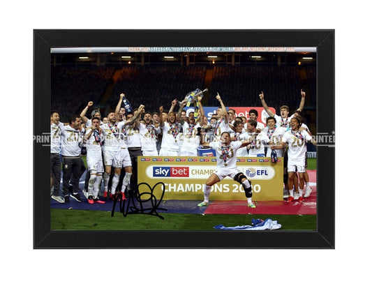 Marcelo Bielsa Leeds United 2020 Championship trophy celebration signed photo print