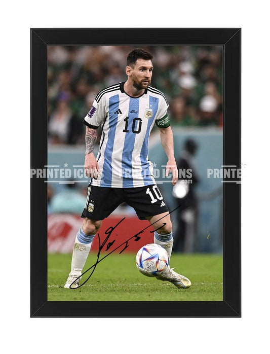 Lionel Messi Argentina 2022 World Cup signed print with reproduced autograph