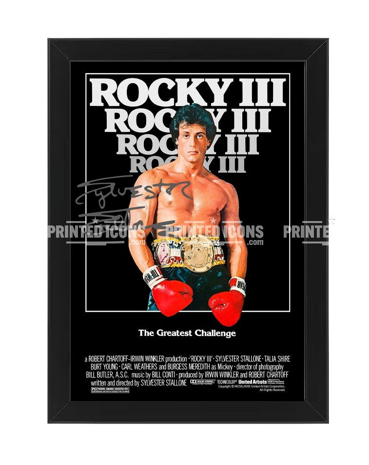 Sylvester Stallone Rocky III signed print with reproduced autograph