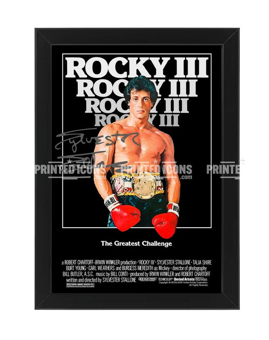 Sylvester Stallone Rocky III signed print with reproduced autograph