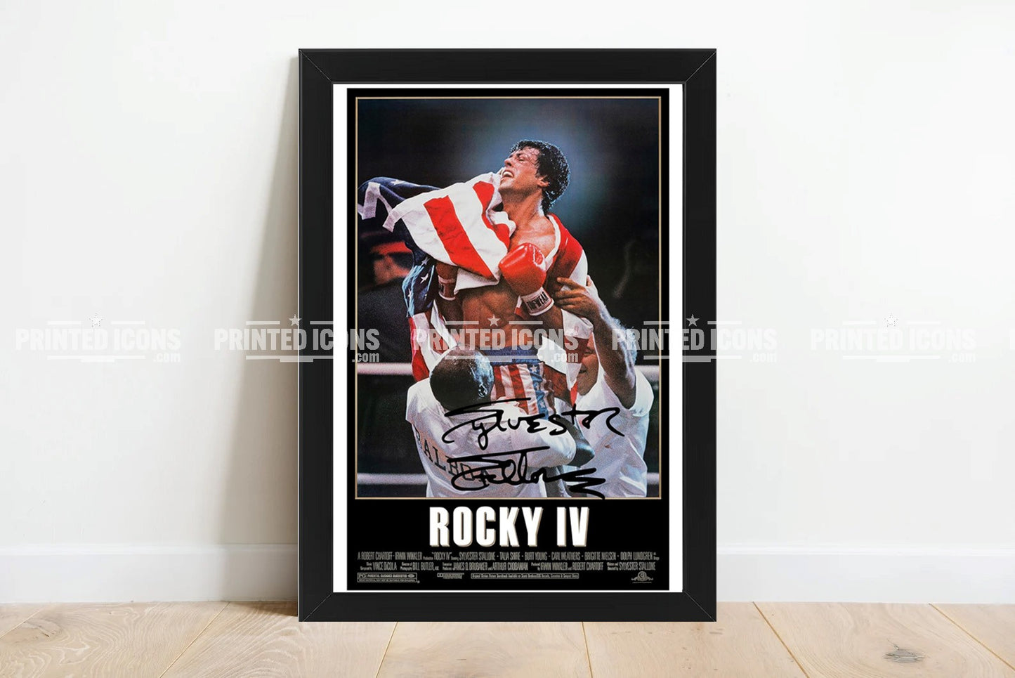 Signed (printed photo) of Sylvester Stallone from the movie Rocky Balboa. A printed autograph taken from a genuine, certified (certificate of authenticity) autograph. A stunning signature. The print is available in a range of sizes with various framing options available. 