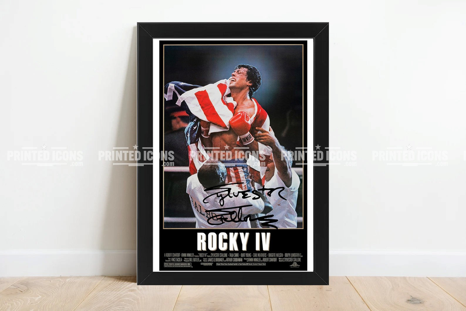 Signed (printed photo) of Sylvester Stallone from the movie Rocky Balboa. A printed autograph taken from a genuine, certified (certificate of authenticity) autograph. A stunning signature. The print is available in a range of sizes with various framing options available. 