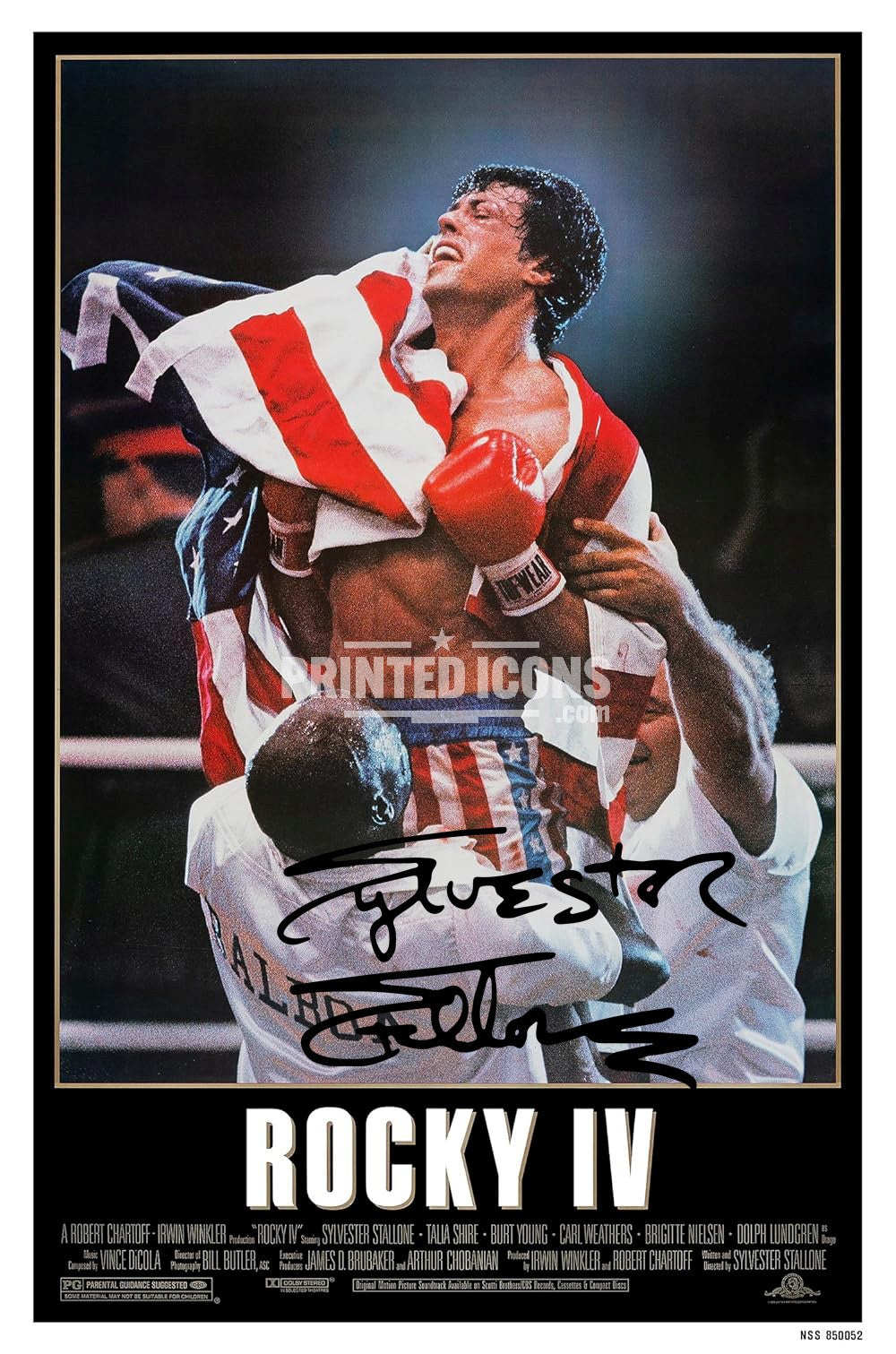 Signed (printed photo) of Sylvester Stallone from the movie Rocky Balboa. A printed autograph taken from a genuine, certified (certificate of authenticity) autograph. A stunning signature. The print is available in a range of sizes with various framing options available. 