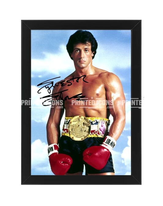 Sylvester Stallone Rocky champion signed print with printed autograph