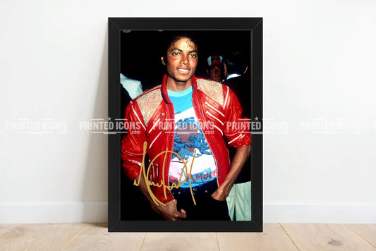 Signed (printed photo) of Michael Jackson. A printed autograph taken from a genuine, certified (certificate of authenticity) autograph. A stunning signature. The print is available in a range of sizes with various framing options available. 