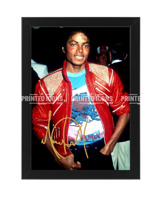 Michael Jackson Thriller signed photo print with printed autograph