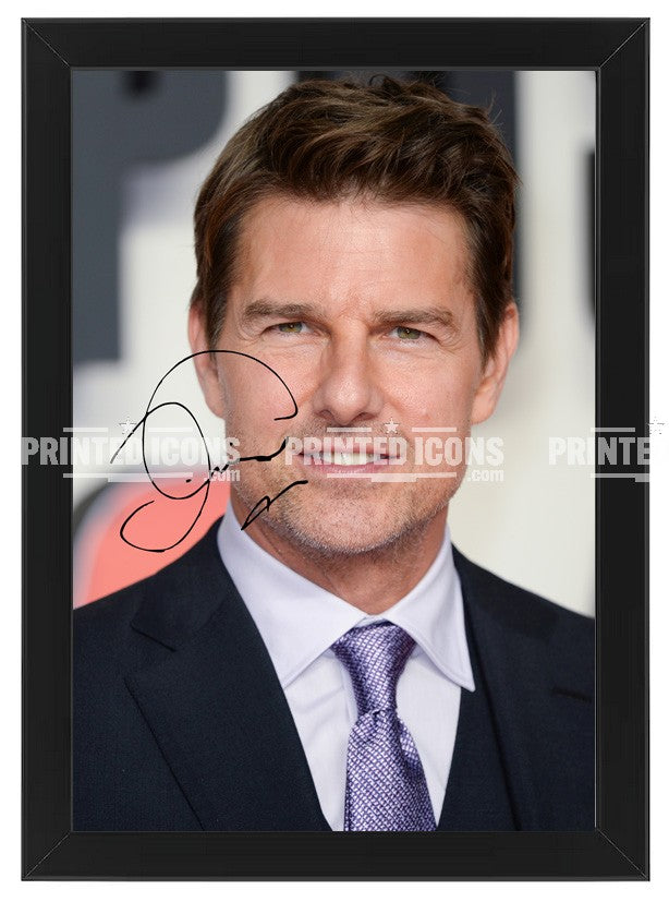 Signed (printed photo) of Tom Cruise in the iconic film Top Gun. A printed autograph taken from a genuine, certified (certificate of authenticity) autograph. A stunning signature. The print is available in a range of sizes with various framing options available. 