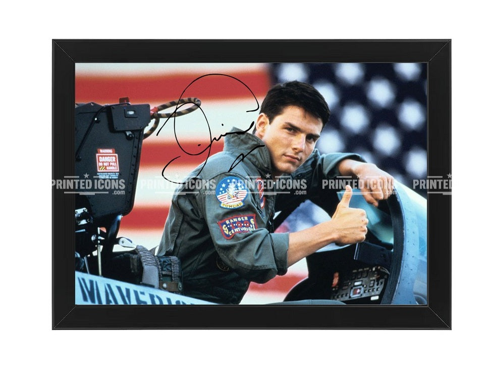 Tom Cruise Top Gun framed signed photo print with printed autograph