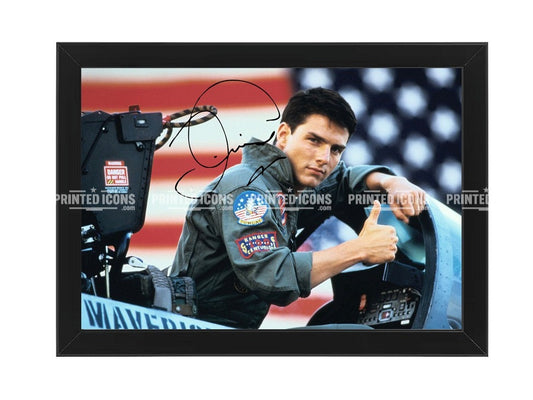 Tom Cruise Top Gun framed signed photo print with printed autograph