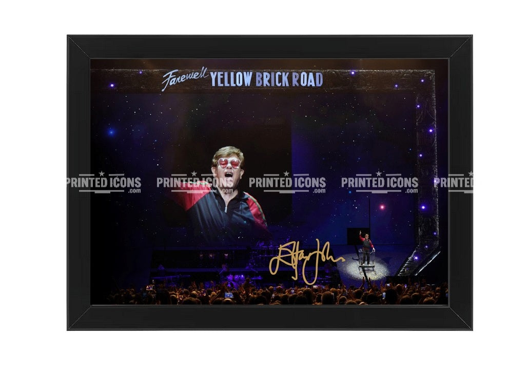 Framed Elton John Farewell tour printed autograph wall art