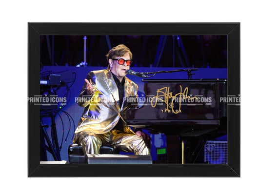 Framed Elton John Farewell Yellow Brick Road printed autograph photo