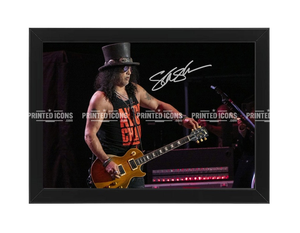 Slash Guns N' Roses framed signed photo print with printed autograph
