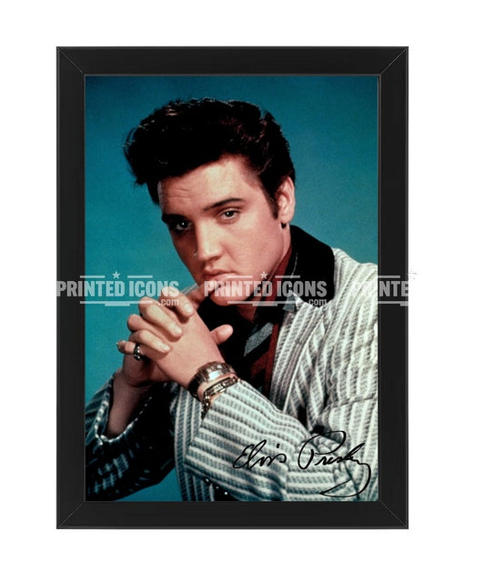 Signed print by Elvis Presley. A printed autograph on an image of Elvis when he was young.