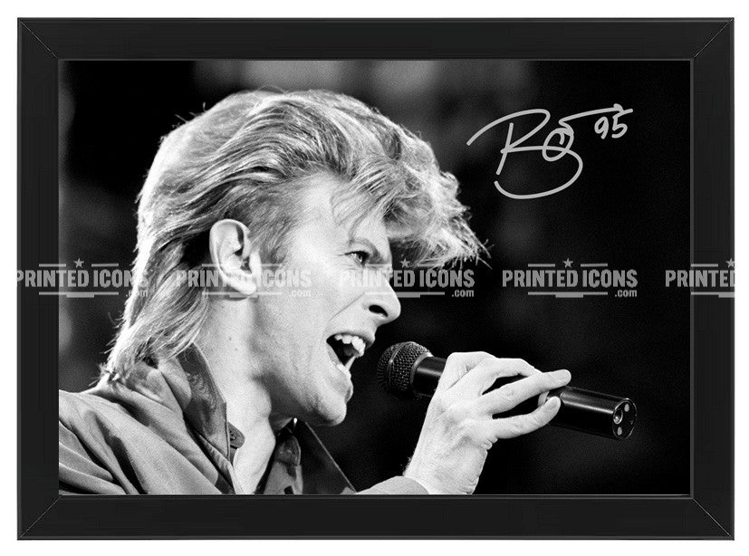 Signed (printed photo) of David Bowie. A printed autograph taken from a genuine, certified (certificate of authenticity) David Bowie autograph. A stunning signature. The print is available in a range of sizes with various framing options available.