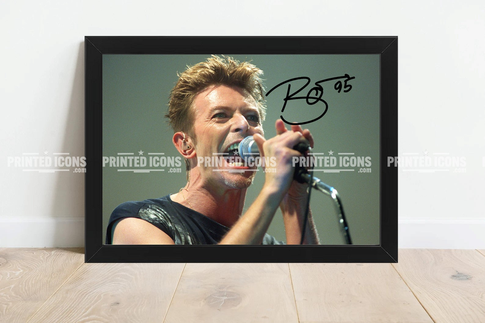 Signed (printed photo) of David Bowie. A printed autograph taken from a genuine, certified (certificate of authenticity) David Bowie autograph. A stunning signature. The print is available in a range of sizes with various framing options available.