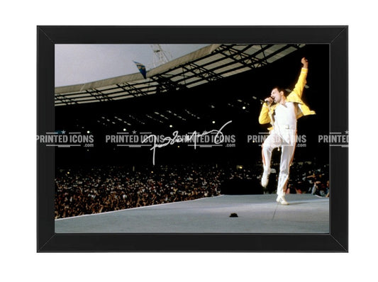 Freddie Mercury Wembley Live Aid crowd print with reproduced autograph