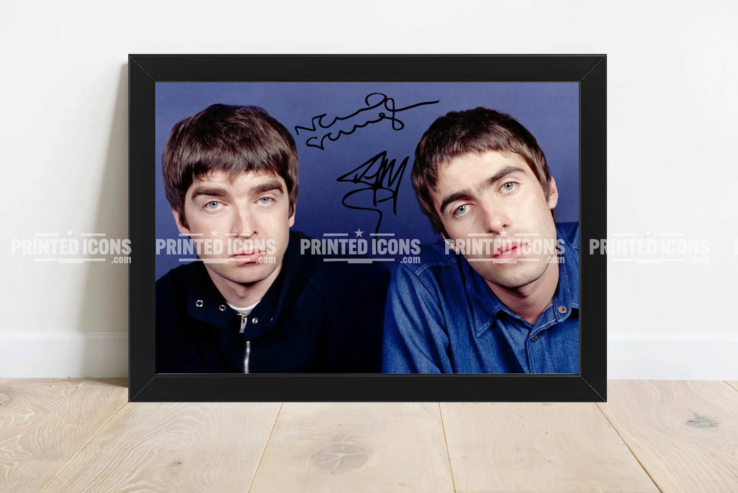 Signed (printed photo) Oasis - Noel and Liam Gallagher. A printed autograph taken from a genuine, certified (certificate of authenticity)  autograph. A stunning signature. The print is available in a range of sizes with various framing options available. A framed photo version is the perfect gift for any fan.