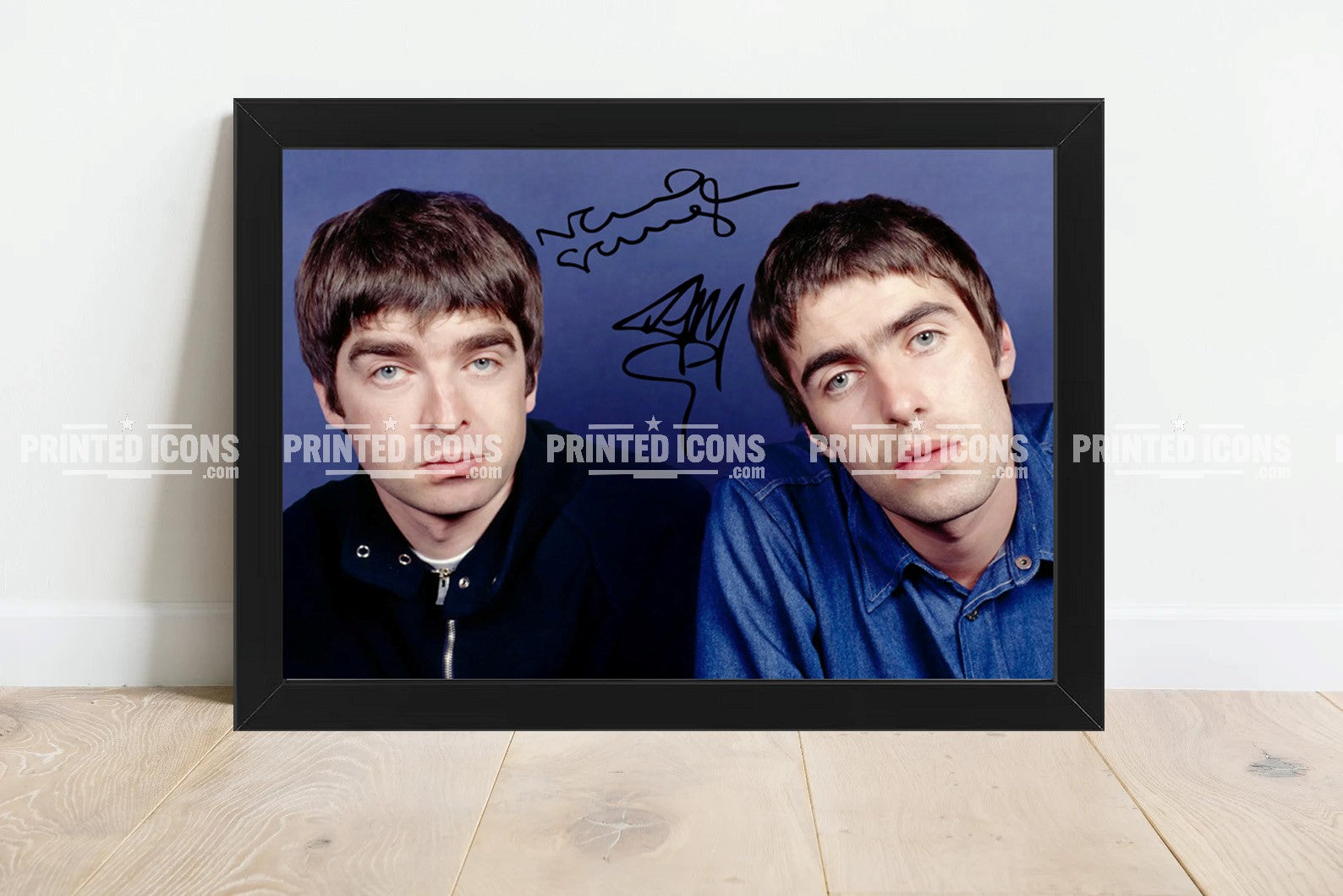 Signed (printed photo) Oasis - Noel and Liam Gallagher. A printed autograph taken from a genuine, certified (certificate of authenticity)  autograph. A stunning signature. The print is available in a range of sizes with various framing options available. A framed photo version is the perfect gift for any fan.