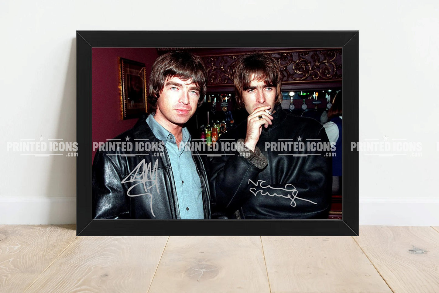Signed (printed photo) Oasis - Noel and Liam Gallagher. A printed autograph taken from a genuine, certified (certificate of authenticity)  autograph. A stunning signature. The print is available in a range of sizes with various framing options available. A framed photo version is the perfect gift for any fan.