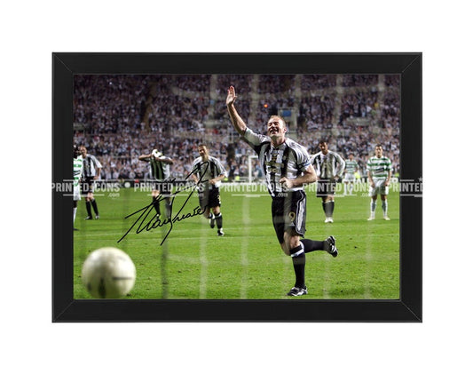 Signed (printed photo) by Alan Shearer of Newcastle United. This shows Alan Shearer playing for Newcastle. A printed autograph taken from a genuine, certified (certificate of authenticity)  autograph. A stunning signature. The print is available in a range of sizes with various framing options available. A framed photo version is the perfect gift for any fan.