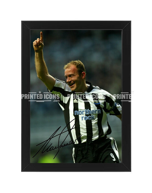 Alan Shearer signed Newcastle United photo. A printed autograph (from a certified original) on a Newcastle United photo. Framing Available. A great gift for a Newcastle United fan.