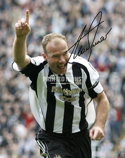 Alan Shearer signed Newcastle United photo. A printed autograph (from a certified original) on a Newcastle United photo. Framing Available. A great gift for a Newcastle United fan.