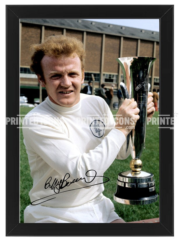 Billy Bremner signed 1968 Fairs Cup photo. A printed autograph (from a certified original) on a Leeds United photo. Framing Available. A great gift for a Leeds United fan.