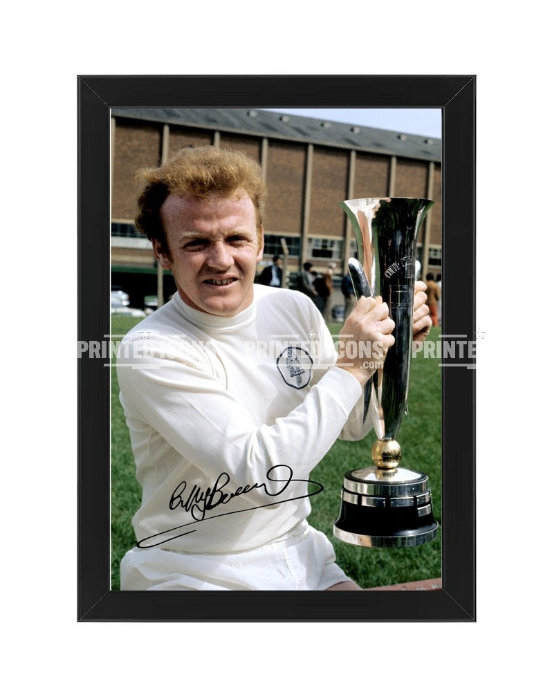 Billy Bremner signed 1968 Fairs Cup photo. A printed autograph (from a certified original) on a Leeds United photo. Framing Available. A great gift for a Leeds United fan.