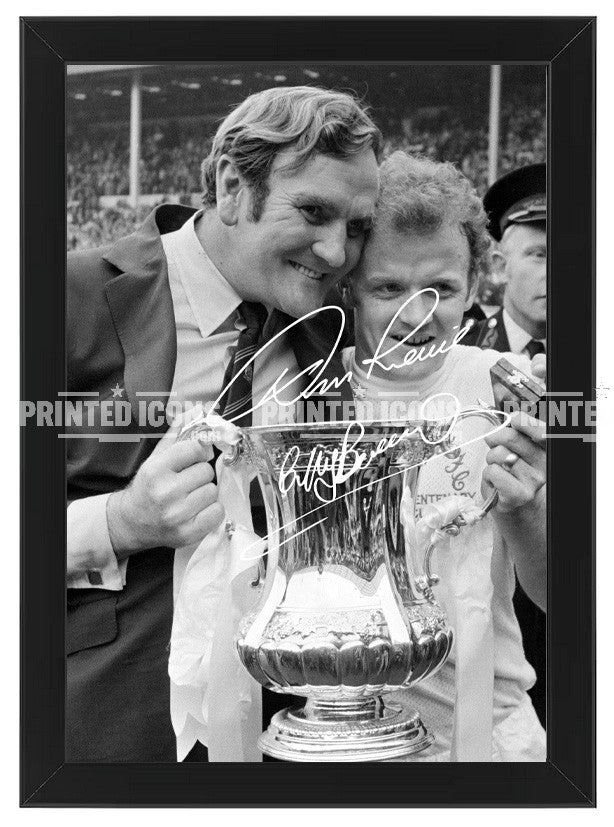 Billy Bremner and Don Revie Leeds United Signed 1972 FA Cup Cup Photo Print (printed autograph) Photo