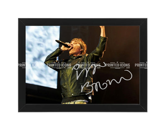 Signed (printed autograph) photo of Ian Brown of The Stone Roses. A printed autograph taken from a genuine, certified (certificate of authenticity)  autograph. A stunning signature. The print is available in a range of sizes with various framing options available. A framed photo version is the perfect gift for any fan.
