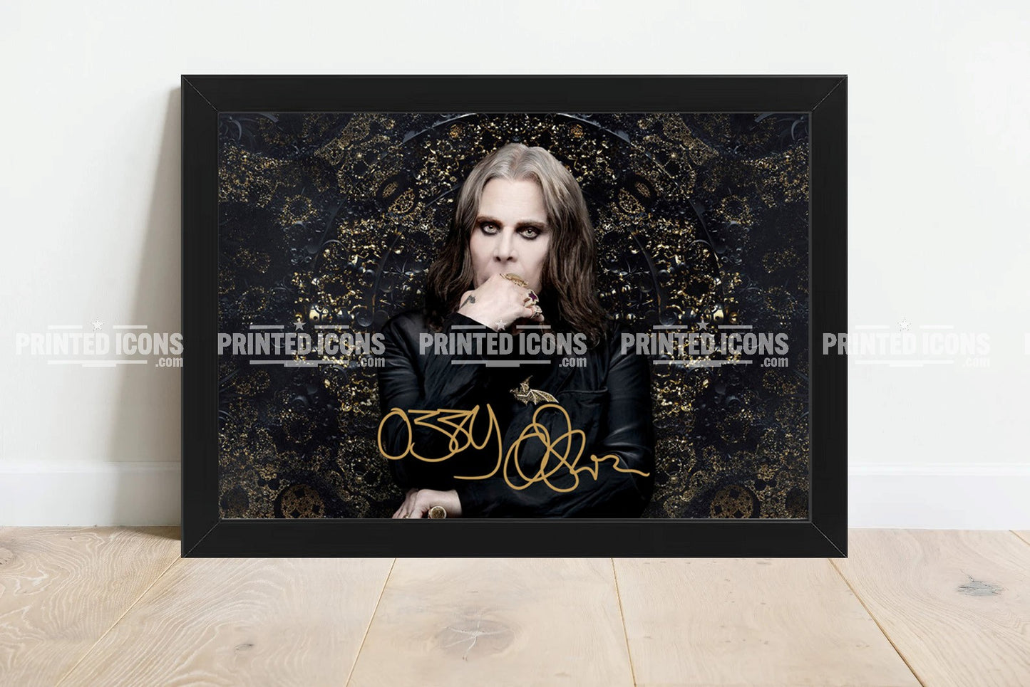 Ozzy Osbourne printed autograph photo in black frame