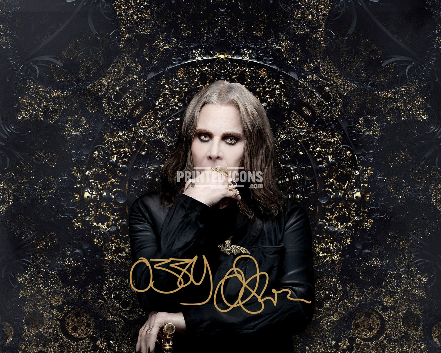 Ozzy Osbourne portrait photo print with printed signature
